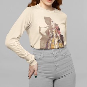 Woman in Costume Dress Design VTG Print Long Sleeve Graphic Tee T-shirt S M L XL